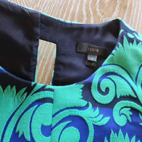 J Crew A-Line Vineyard‎ Jacquard Green/Blue Sheath Dress size 8 - Picture 10 of 11